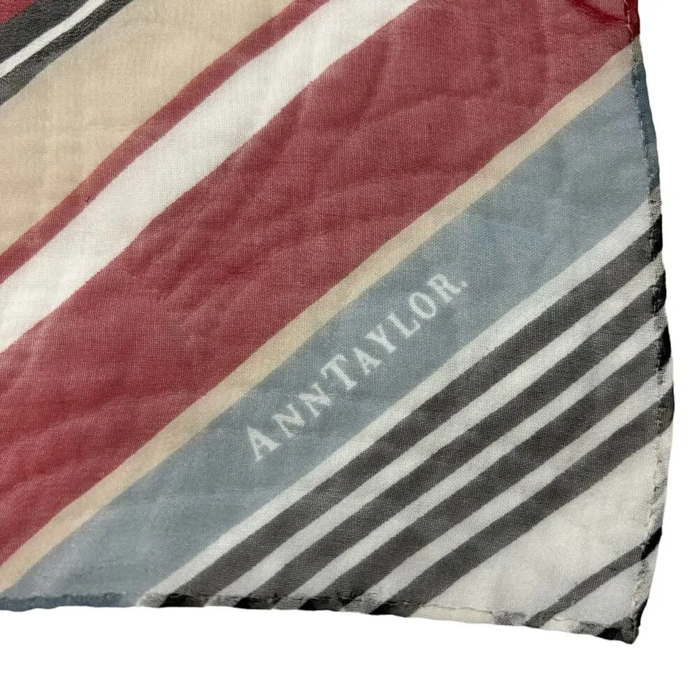 NWT Ann Taylor Red White and Black Striped Silk Scarf